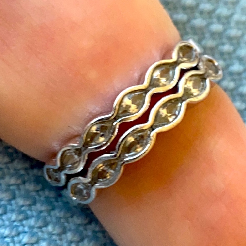 2 Stackable Sterling Silver Cz Rings Set - image 5